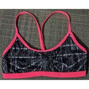 Women's Black and Pink Sports Bra